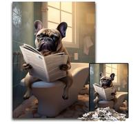 Puzzle per adulti con bulldog francese che legge il giornale, 1000 pezzi, in legno, ideale come regalo per adolescenti, coppie e amici, per compleanni e Natale, 50x75CM/19,68x29,52 pollici.