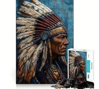 Puzzle per adulti con busto di capo nativo americano, 1000 pezzi, gioco per l'esercizio mentale, rilassante, da assemblare, (50x75cm)