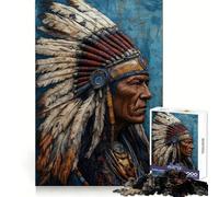 Puzzle per adulti con busto di capo nativo americano, 1000 pezzi, gioco per l'esercizio mentale, rilassante, da assemblare, (50x75cm)