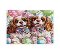 Puzzle per adulti con cane Cavalier King Charles Spaniel di Pasqua, 500 pezzi, uova in vetro colorato, puzzle in legno, divertenti decorazioni per la casa