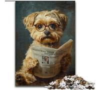 Puzzle per adulti con cane che legge il giornale, 1000 pezzi, giocattoli da gioco stimolanti, ogni pezzo è unico - Gioco stimolante e divertente per tutta la famiglia (50x75cm)