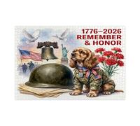 Puzzle per adulti con cane Cocker Spaniel per il 250° anniversario, 1000 pezzi, puzzle in legno per il 4 luglio, decorazioni stampate patriottiche per feste di intrattenimento