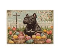 Puzzle per adulti con cane corso di Pasqua primaverile, 500 pezzi, uova della fattoria, croce cucciolo, decorazioni vintage stampate per feste di intrattenimento