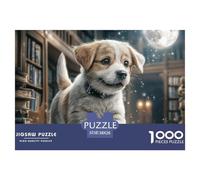 Puzzle per adulti con cane da compagnia per la casa: cucciolo che corre nella strada di notte, gioco educativo di decompressione e decorazione da parete 38x26 cm/1000 pezzi