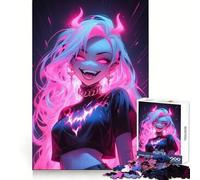 Puzzle per adulti con capelli rosa neon in stile gotico, 1000 pezzi, gioco per allenare la mente, rilassante, da assemblare, regalo artistico (50x75cm)