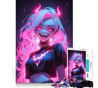 Puzzle per adulti con capelli rosa neon in stile gotico, 1000 pezzi, gioco per allenare la mente, rilassante, da assemblare, regalo artistico (50x75cm)