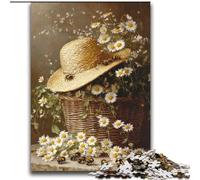 Puzzle per adulti con cappello e cesto di fiori, 2000 pezzi, giochi educativi, decorazioni per la casa, ideali come regalo per tutta la famiglia (70x100cm)
