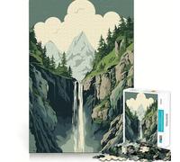 Puzzle per adulti con cascata nella foresta,1000 pezzi,gioco di logica,regalo,taglio di precisione,rilassante attività di gruppo al chiuso (38x26cm)