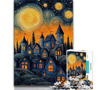 Puzzle per adulti con castello nel cielo notturno 1000 pezzi regali per adolescenti giocattoli giochi educativi antistress migliora l'amore tra coppie (26x38cm)