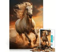 Puzzle per adulti con cavallo bianco al galoppo,1000 pezzi,gioco di logica,regalo,taglio di precisione,attività rilassante di gruppo al chiuso (50x75cm)