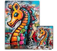Puzzle per adulti con cavalluccio marino dipinto a graffiti, 1000 pezzi, regalo perfetto per familiari e amici, adatto dai 14 anni in su, 50x75CM/19,68x29,52 pollici.