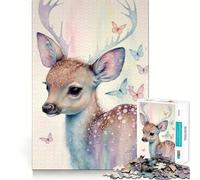 Puzzle per adulti con cerbiatto e farfalla, 1000 pezzi, stimola la memoria, ideale per momenti di relax, con un motivo da assemblare e la lista dei desideri di Babbo Natale 38x52cm