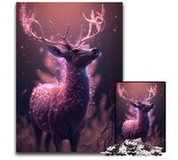 Puzzle per adulti con cervi rosa fantasy e bagliori. 1000 puzzle impossibili per adulti. Regalo perfetto per genitori, amanti e amici. Età 14+. Dimensioni: 26X38CM/10,23x14,96 pollici.