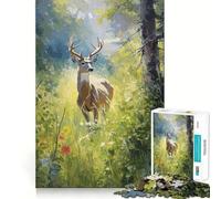 Puzzle per adulti con cervo dalla coda bianca,1000 pezzi,gioco di logica,regalo,taglio di alta precisione,rilassante attività di gruppo al chiuso (38x26cm)