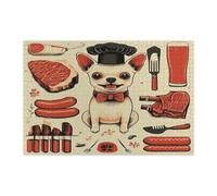 Puzzle per adulti con chihuahua primaverile, per barbecue, 1000 pezzi, puzzle in legno per barbecue, cucciolo di chef, strano motivo vintage, decorazione per la casa