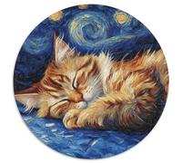 Puzzle per adulti con cielo notturno del Maine Coon, 1000 pezzi, puzzle rotondo, attività per famiglie, rompicapo, decorazione per la casa, regalo di Natale (67,5x67,5cm)