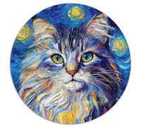 Puzzle per adulti con cielo notturno del Maine Coon, puzzle rotondo da 1000 pezzi, rompicapo interattivo per famiglie, adatto dai 14 anni in su (67,5x67,5cm)