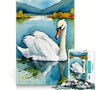 Puzzle per adulti con cigno ad acquerello sul lago,1000 pezzi,gioco di logica,regalo,taglio di precisione,rilassante attività di gruppo al chiuso (50x75cm)