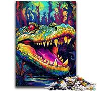 Puzzle per adulti con coccodrilli colorati, 1000 pezzi, difficili da completare ma divertenti e divertenti, ideali come decorazioni per la casa e regali unici (50x75cm)