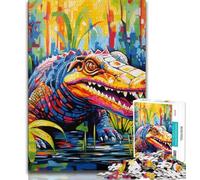 Puzzle per adulti con coccodrilli del Nilo colorati, 1000 pezzi, aiuta il cervello a esercitare i giocattoli avvincenti per coltivare la pazienza e l'interazione genitore-figlio (38x26cm)