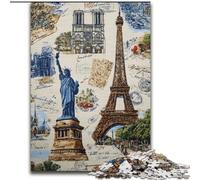 Puzzle per adulti con collage di timbri di Parigi, 1000 pezzi Difficile, adatto a bambini dai 14 anni in su Divertimento in famiglia Ideale come regalo per tutta la famiglia (50x75cm)