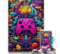 Puzzle per adulti con controller di gioco, 1000 pezzi, con poster abbinato e foglio di quiz per età dai 14 anni in su, 75x50cm