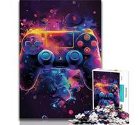 Puzzle per adulti con controller di gioco ad acquerello, 1000 pezzi, difficili, giocattoli educativi per l'apprendimento, giochi per famiglie con poster abbinato e foglio di quiz (38x26cm)