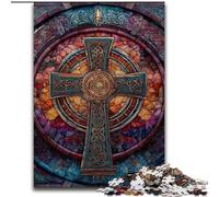Puzzle per adulti con croce in vetro colorato, 1000 pezzi, modello da assemblare, ideale come regalo per tutta la famiglia, adatto per bambini di età compresa tra 14 e 50 anni (50x75cm)