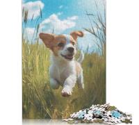Puzzle per adulti con cucciolo che corre nell'erba, puzzle di carta per adolescenti, regali, decorazioni per la casa, giocattoli puzzle, 1000 pezzi (75x50 cm)
