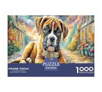 Puzzle per adulti con cucciolo di boxer da 1000 pezzi Cucciolo di boxer sul sentiero, gioco stimolante, giocattoli, regalo per la decorazione della parete di casa, ottima idea regalo, 38x26cm/1000pcs
