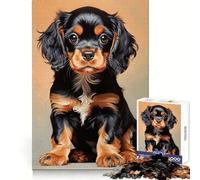 Puzzle per adulti con cucciolo di Cavalier King Charles Spaniel nero focato,1000 pezzi,per sviluppare la memoria,ideale per il relax e il tempo libero,con un assemblaggio sicuro Regalo di Natale