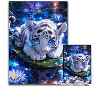 Puzzle per adulti con cucciolo di tigre bianca tra le ninfee 1000 pezzi puzzle in legno gioco rompicapo per adolescenti regalo perfetto per le feste 1000 pezzi (75x50 cm)