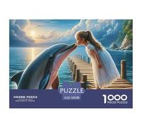 Puzzle per adulti con delfini: il delfino tocca la mano della sposa sulla riva, gioco educativo di decompressione per adulti, adolescenti e decorazioni per la casa, 52x38 cm/1000 pezzi