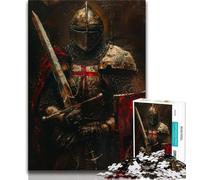 Puzzle per adulti con dipinti di cavalieri medievali, 1000 pezzi, difficili, giocattoli educativi per l'apprendimento, giochi per famiglie con poster abbinato e foglio di quiz (50x75cm)