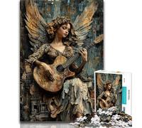 Puzzle per adulti con dipinto a olio di un angelo che suona la chitarra, 1000 pezzi, aiuta il cervello a esercitare i giocattoli avvincenti per coltivare la pazienza, adatti alle coppie, 50x75cm
