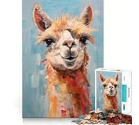 Puzzle per adulti con dipinto ad olio di alpaca,1000 pezzi,gioco cognitivo a incastro preciso,senza spazi vuoti,attività rilassante per la pausa mentale (50x75cm)
