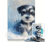 Puzzle per adulti con dipinto ad olio di cucciolo di Schnauzer, 1000 pezzi, rompicapo, rilassante, con schema di assemblaggio, oggetto ideale per i desideri di Babbo Natale (50x75cm)