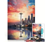 Puzzle per adulti con dipinto ad olio di Seattle, 1000 pezzi, rompicapo, rilassante, con schema di montaggio, ideale come regalo di Babbo Natale (50x75cm)