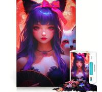 Puzzle per adulti con dolce ragazza gatto anime, 1000 pezzi, stimola la memoria, rilassante e divertente, taglio di alta qualità, regalo premuroso 38x26cm