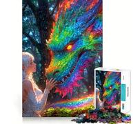 Puzzle per adulti con drago arcobaleno e ragazza, 1000 pezzi, stimola la memoria, gioco di gruppo, assemblaggio, sorpresa natalizia (38x52cm)
