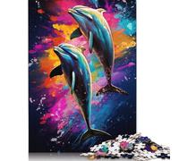 Puzzle per adulti con due delfini che saltano e puzzle di carta da 1000 pezzi per adulti Puzzle per età dai 12 anni in su Regali di Natale 1000 pezzi (75x50 cm)