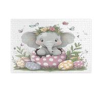 Puzzle per adulti con elefante pasquale, primavera, 1000 pezzi, divertenti uova stampate in legno con animali selvatici, decorazioni per feste di intrattenimento