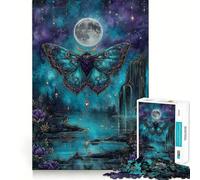 Puzzle per adulti con falena mistica e lago al chiaro di luna, 1000 pezzi, gioco per la concentrazione e il relax, bordi netti, Babbo Natale, scegli il tuo desiderio (38x26cm)