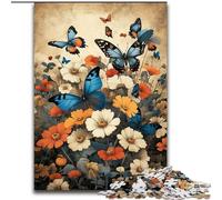 Puzzle per adulti con farfalle e fiori, 1000 pezzi, adatto a bambini dai 14 anni in su, ideale come regalo per tutta la famiglia (26x38cm)
