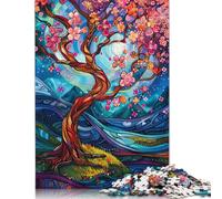 Puzzle per adulti con fiori di ciliegio astratti, di alta qualità, in cartone riciclato al 100%, per risolvere problemi, 520 pezzi (52x38 cm)