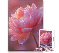 Puzzle per adulti con fiori rosa baciati dalla rugiada, 1000 pezzi, divertente gioco di apprendimento e allenamento del cervello, fantastico regalo a sorpresa unico, dimensioni 50x75cm