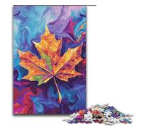 Puzzle per adulti con foglie d'acero psichedeliche colorate 1000 pezzi puzzle in legno per giochi di famiglia 1000 pezzi (38x26 cm)