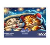Puzzle per adulti con gatti carini per la casa: due gattini assonnati sotto le coperte, gioco educativo di decompressione e decorazione da parete, 38x26 cm/1000 pezzi