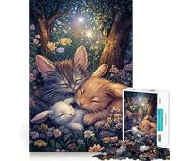Puzzle per adulti con gattini e coniglietti addormentati, 1000 pezzi, rafforza la memoria, favorisce la calma e crea un'atmosfera rilassante, con bordi netti, oggetto da collezione 38x52cm