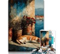 Puzzle per adulti con gatto addormentato, aiuta il cervello a esercitare i giocattoli avvincenti per coltivare la pazienza, adatti alle coppie (75x50cm)